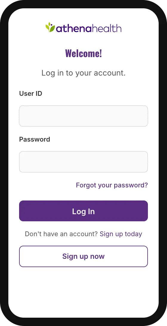 athenapatient app mobile view